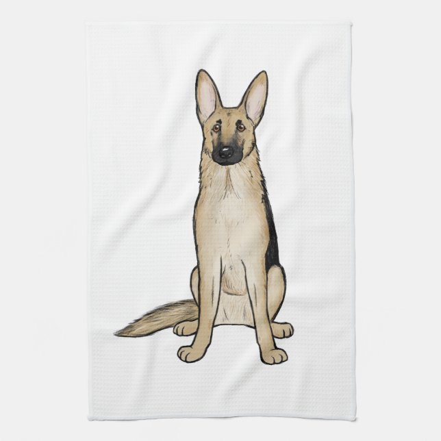 Light Tan und Black German Shepherd Dog | Pet Art Geschirrtuch (Vertikal)