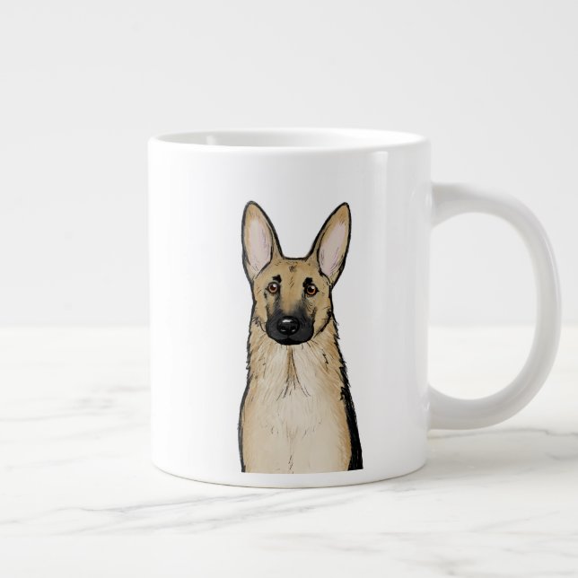 Light Tan und Black German Shepherd Dog | Pet Art Jumbo-Tasse (Rechts)