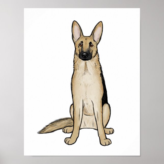 Light Tan und Black German Shepherd Dog | Pet Art Poster (Vorne)