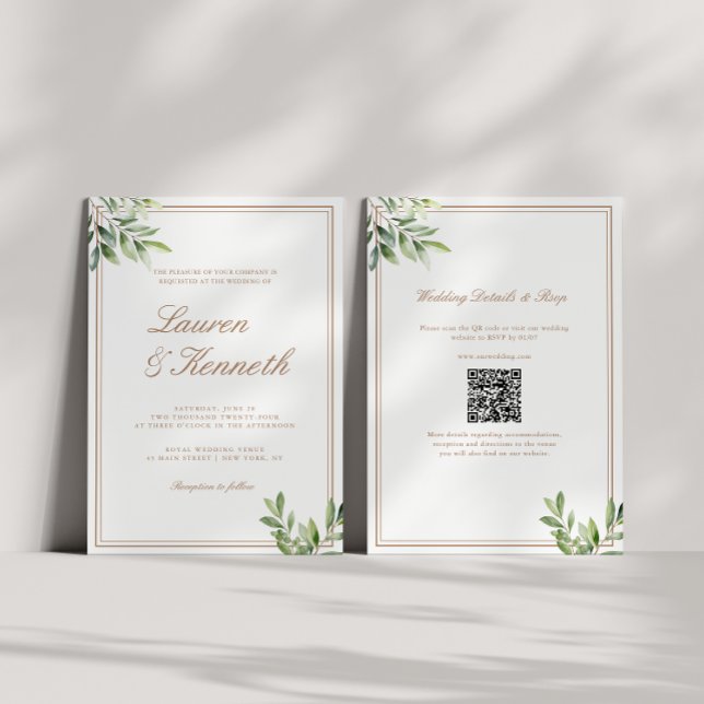 Light Taupe Eucalyptus Wedding QR Code Einladung (Von Creator hochgeladen)