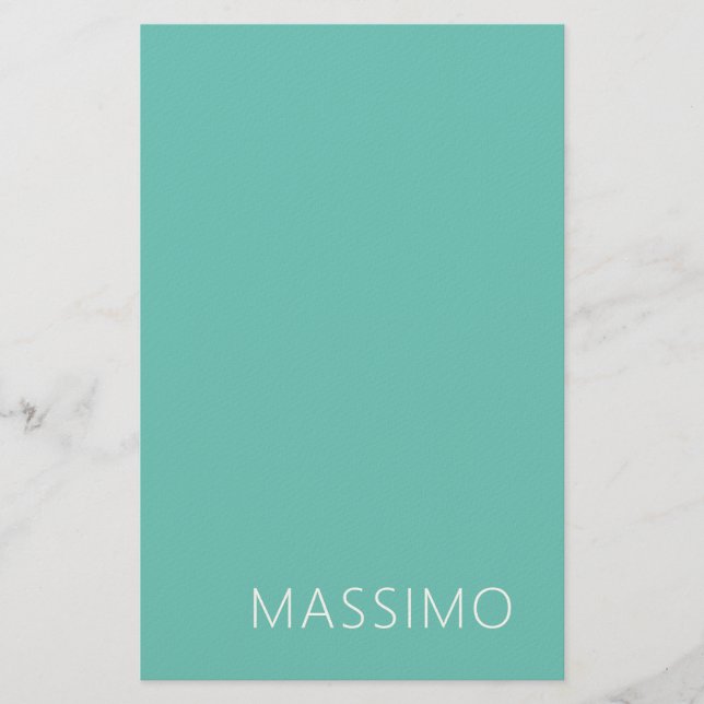 Light Teal Trendy Modern Minimalist Chic Name Briefpapier (Vorderseite)