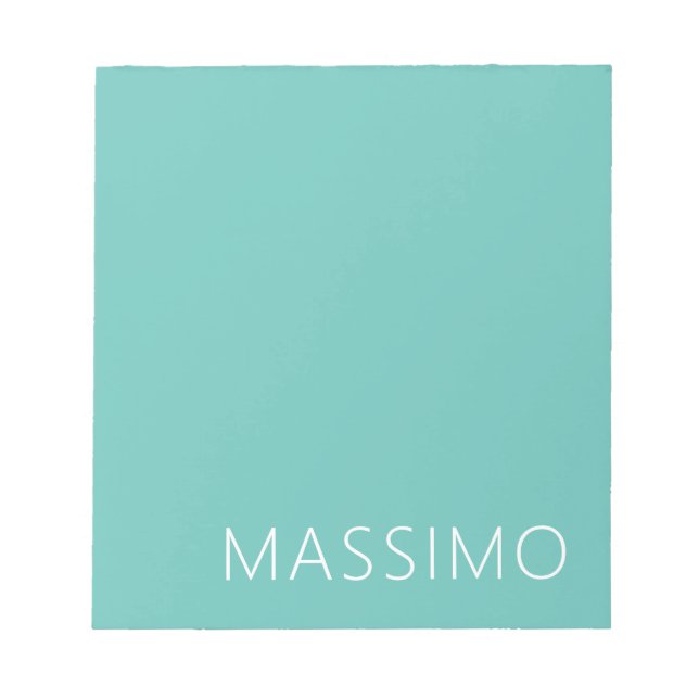 Light Teal Trendy Modern Minimalist Chic Name Notizblock (Vorderseite)