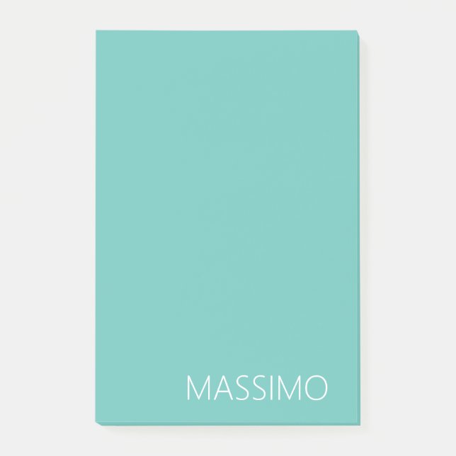 Light Teal Trendy Modern Minimalist Chic Name Post-it Klebezettel (Vorderseite)