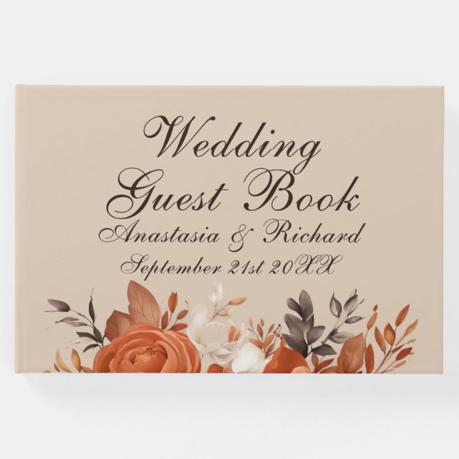 Light Terracotta and Burnt Orange Wedding Gästebuch (Vorderseite)