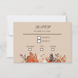 Light Terracotta and Burnt Orange Wedding RSVP Karte