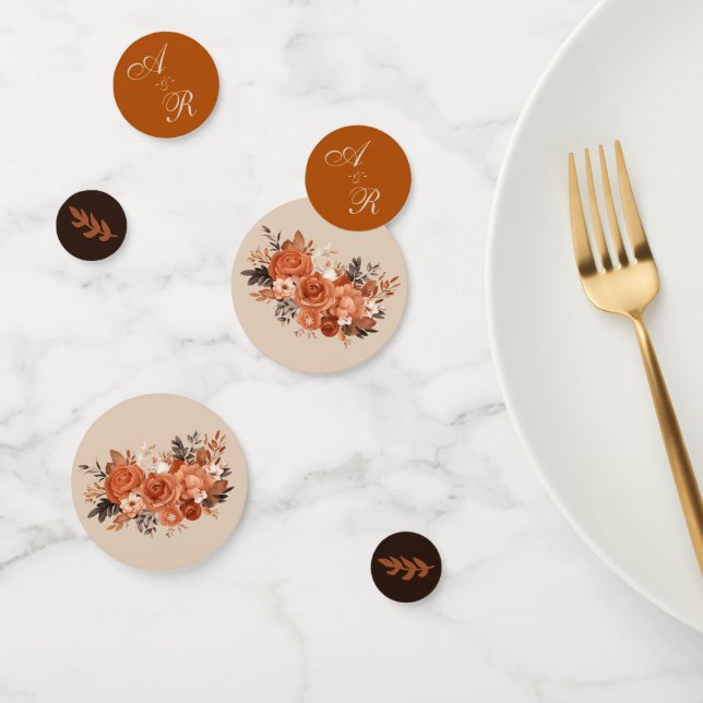 Light Terracotta & Burnt Orange Monogram Wedding Konfetti (Gruppe)