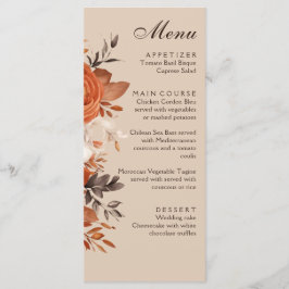 Light Terracotta Burnt Orange Wedding Menükarte