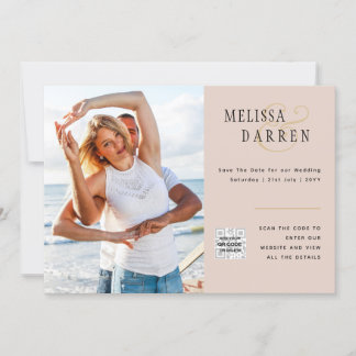 Light Terracotta FOTO Wedding RETT DATE QR CODE Einladung