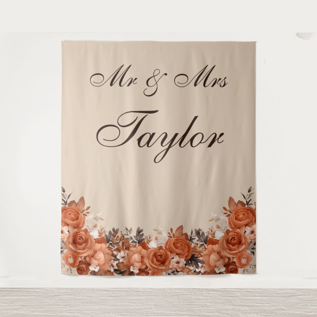 Light Terracotta und Burnt Orange Weddrop Wandteppich (Vorderseite)