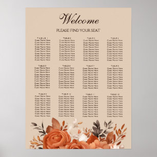 Light Terracotta Wedding Chart Poster
