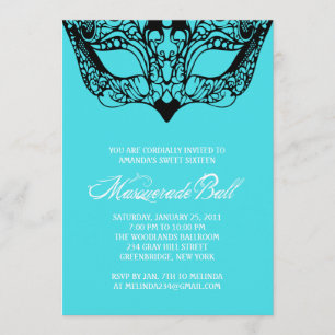 Light Turquoise Blue Masquerade Einladungen
