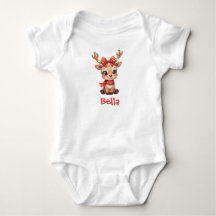 Light-Up Reindeer Baby Girl Bodysuit – Custom Name