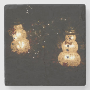 Light-Up Snowmen Weihnachts-Foto Steinuntersetzer