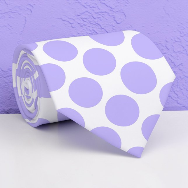 Light Violet Polka Dots on White Custom Necktie Krawatte (Von Creator hochgeladen)