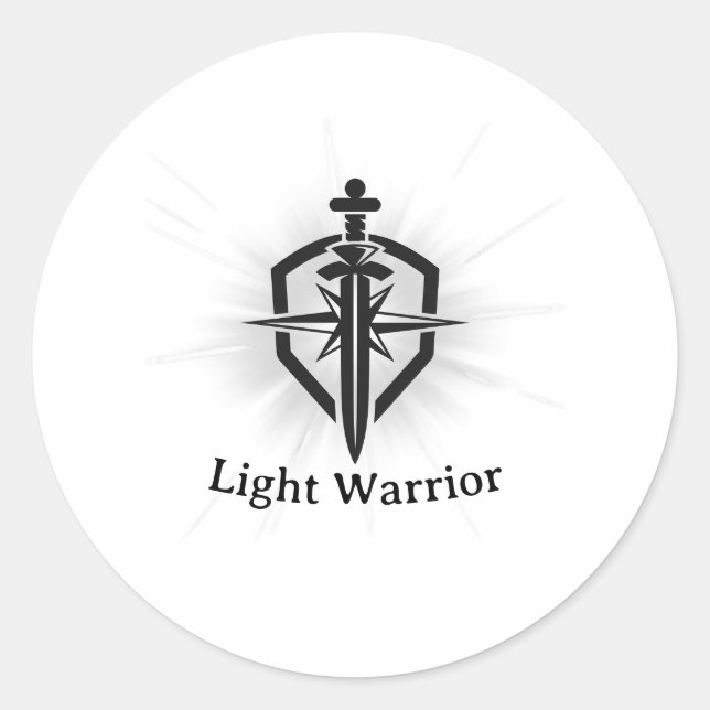 Light Warrior Sword And Shield Runder Aufkleber (Vorderseite)
