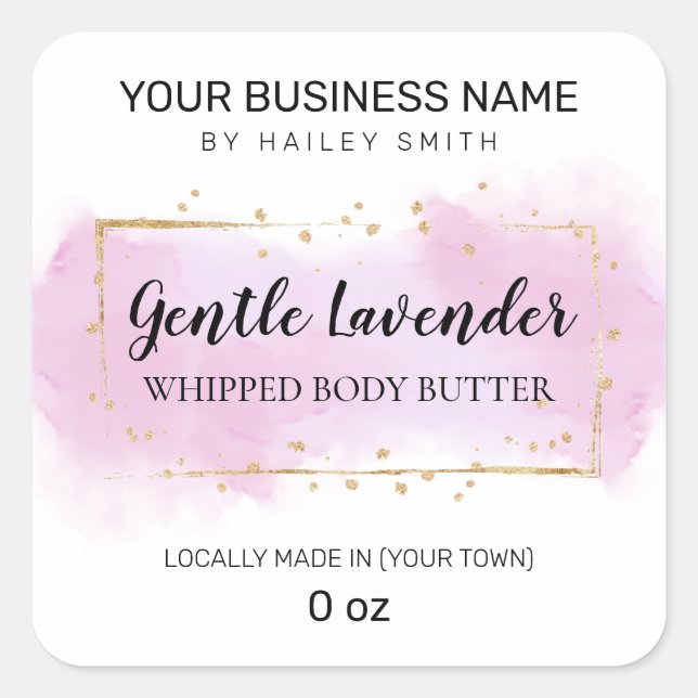 Light Watercolor Lavender Whipper Body Butter Quadratischer Aufkleber (Vorderseite)