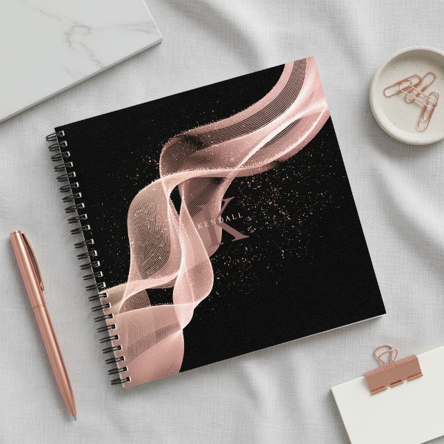 Light Wave and Stardust Monogram Rose Gold ID781 Notizbuch (Von Creator hochgeladen)