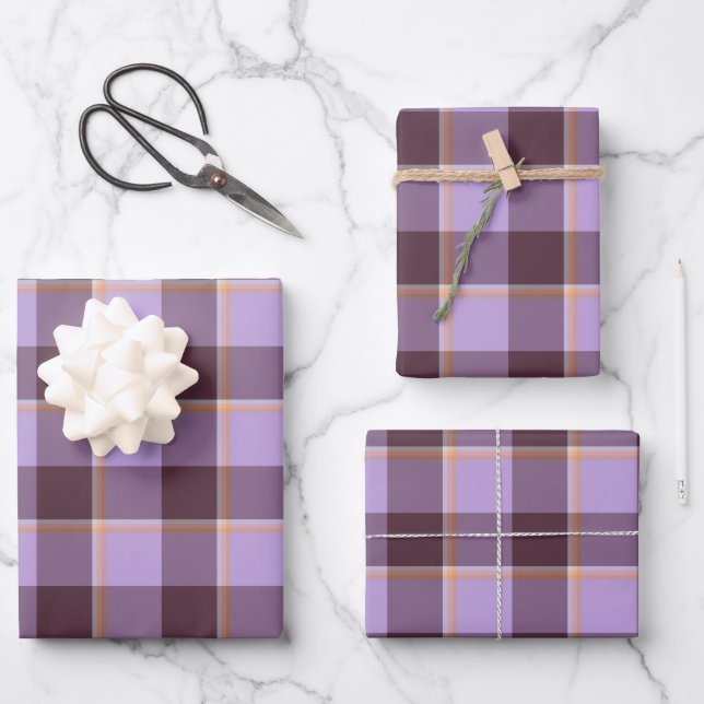 Light Wisteria and Livid Brown Plaid Purple Geschenkpapier Set (Vorderseite)