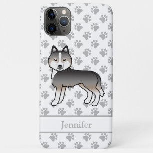 Light Wolf Gray Siberian Husky Cartoon Dog & Name Case-Mate iPhone Hülle