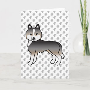 Light Wolf Gray Siberian Husky Niedlich Cartoon Do Karte