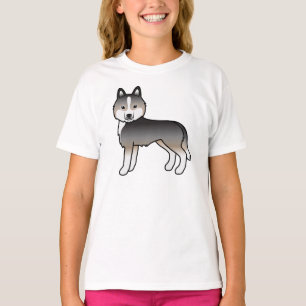 Light Wolf Gray Siberian Husky Niedlich Cartoon Do T-Shirt