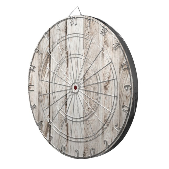 Light Wood Dartboards Dartscheibe (A dartboard made of light-colored wood, with a metal wire grid and a red bullseye.)