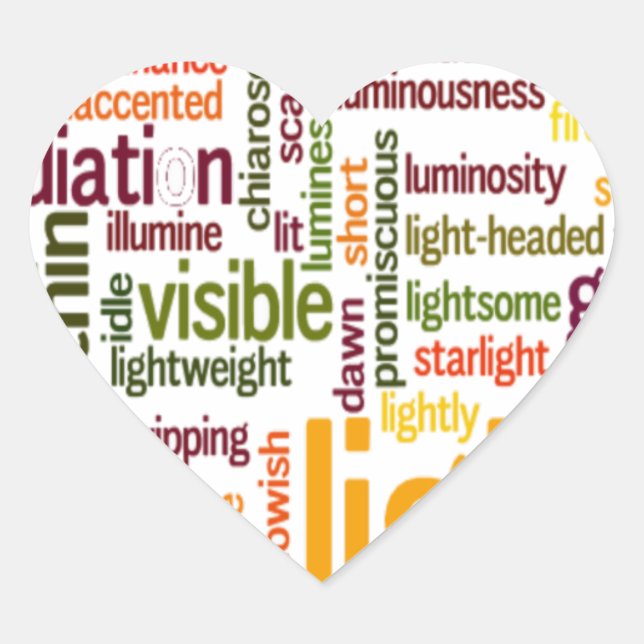 Light Word Cloud Art Print Herz-Aufkleber (Vorderseite)