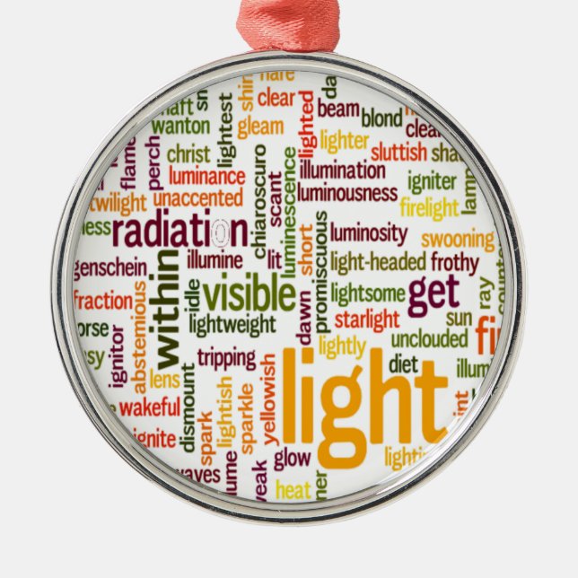 Light Word Cloud Art Print Ornament Aus Metall (Vorne)