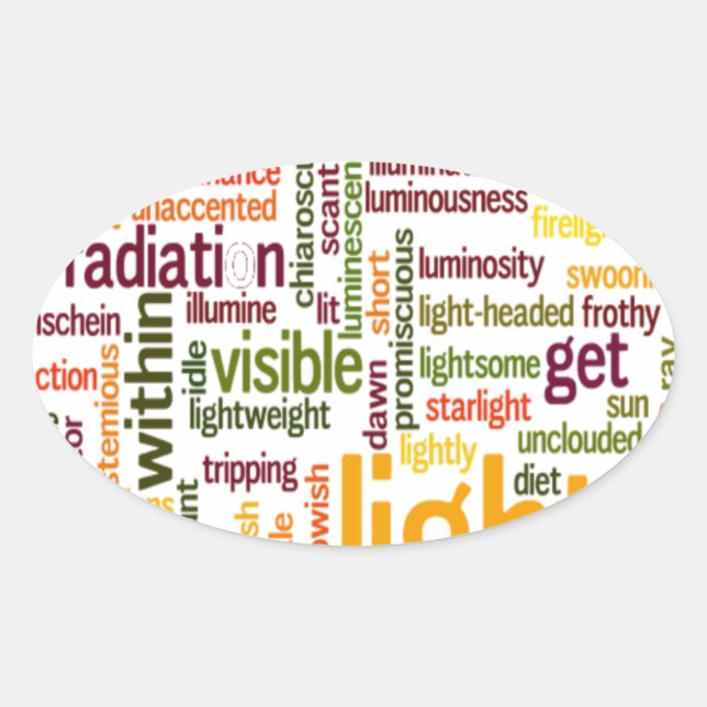 Light Word Cloud Art Print Ovaler Aufkleber (Vorderseite)
