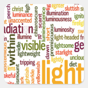 Light Word Cloud Art Print Quadratischer Aufkleber