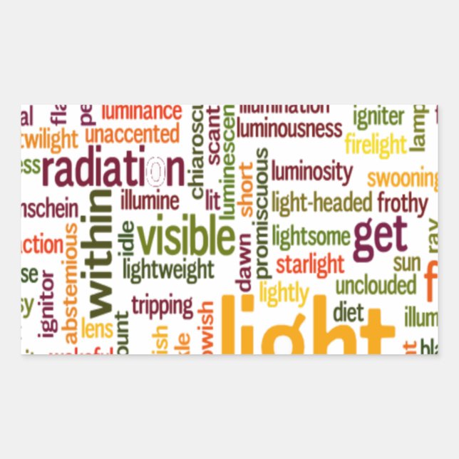 Light Word Cloud Art Print Rechteckiger Aufkleber (Vorderseite)