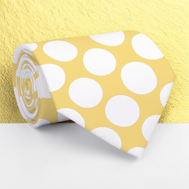 Light Yellow Jumbo Polka Dots Custom Necktie Krawatte (Von Creator hochgeladen)