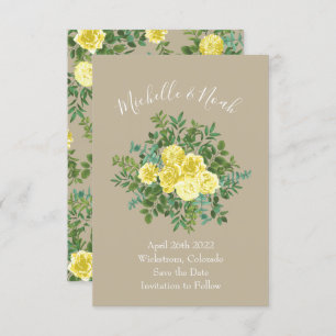 Light Yellow & Khaki Ecru Wedding Rett Date Einladung
