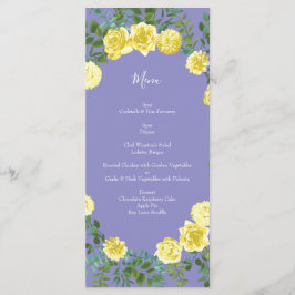 Light Yellow Periwinkle Blue Rose Wedding Menu Menükarte