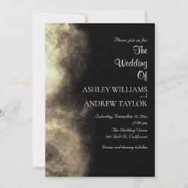 Light Yellow Sky Stars Elegante Black Wedding Einladung