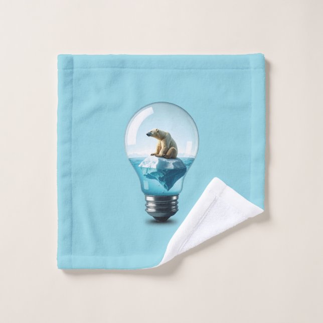 Lightbulb Iceberg - Polar Bear in a Lightbulb Badhandtuch Set (Waschlappen)