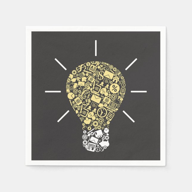 Lightbulb Idea Paper Napkins Serviette (Vorderseite)