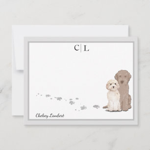 Lightdoodle Labradoodle Dogs Border Monogram Mitteilungskarte