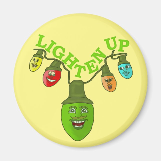 Lighten Up Funny Christmas Pub Cartoon Lights Magnet (Vorne)