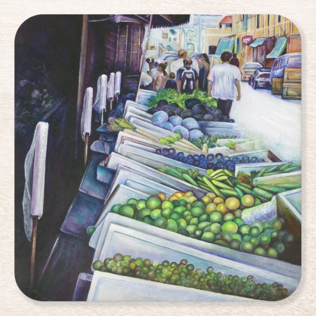 Lighter Side of Lavender Street, Singapur Rechteckiger Pappuntersetzer (Vorderseite)