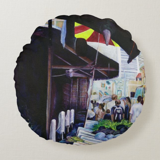 Lighter Side of Lavender Street, Singapur Rundes Kissen (Vorderseite)