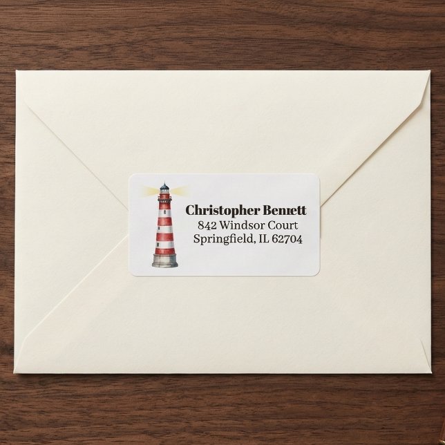 Lighthouse Address Label Adressaufkleber (Classic nautical charm.)