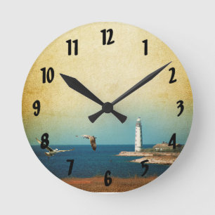 Lighthouse Beach Scene Wall Clock Runde Wanduhr
