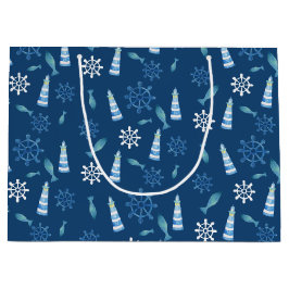 Lighthouse Beach Wasserfarbe Handgestrichen Außenb Große Geschenktüte