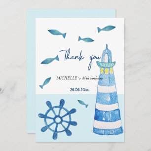 Lighthouse Beach Wasserfarbe Handgestrichen Dankeskarte