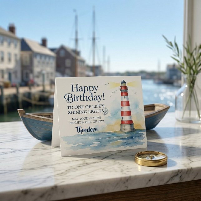 Lighthouse Birthday Shining Light Card  Karte (Coastal charm for their birthday)