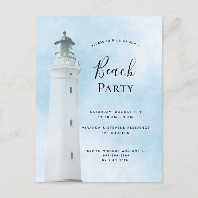 Lighthouse Blue Party Sommerinklusiv Postkarte (Vorderseite)