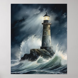 Lighthouse Coastal Art Print Poster