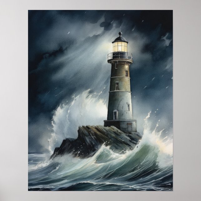 Lighthouse Coastal Art Print Poster (Vorne)