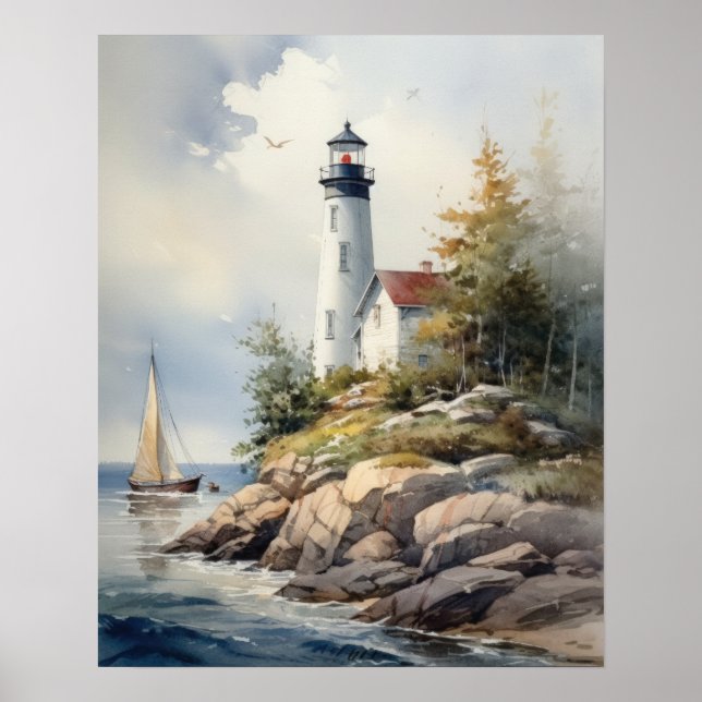 Lighthouse Coastal Art Print Poster (Vorne)